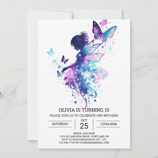 Etheral Princess Fairy Birthday Bliss Inbjudningar (Framsida)