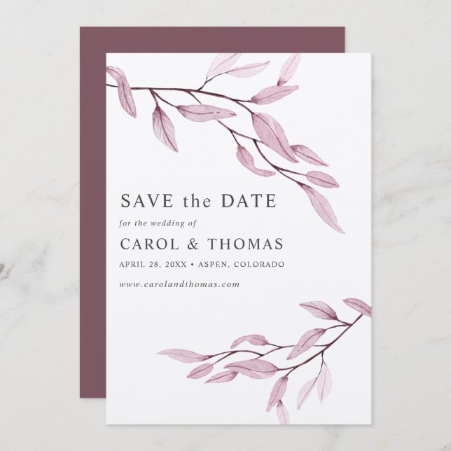 Etheral Rosa | LODRÄT chic spara datum Inbjudningar (Fram/baksida)