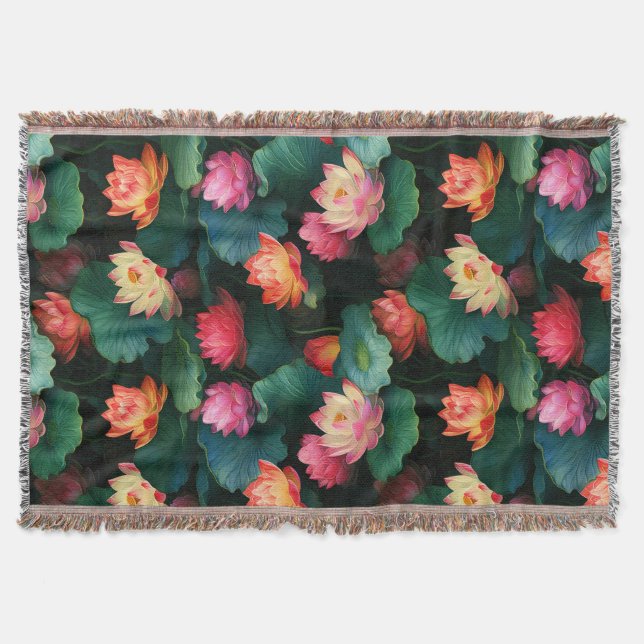 Etheral Rosa Lotus Flowers, Art nouveau Inspired Filt (Framsidan)