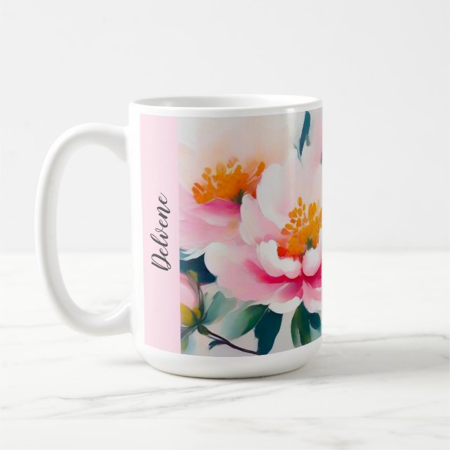 Etheral Rosa Peonies Kaffemugg (Vänster)