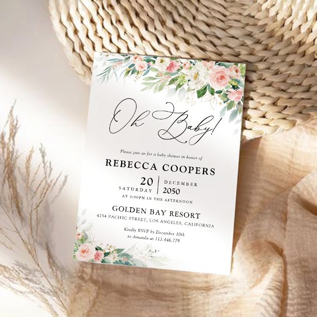 Etheral  Rosa ros Baby Shower-inbjudan Inbjudningar (Skapare uppladdad)