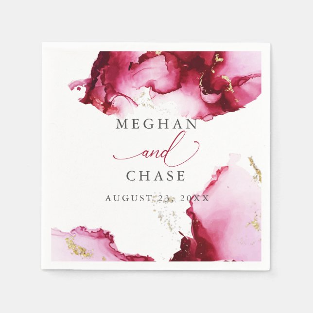 Etheral Ruby Red and Rosa Abstrakt Napkins Pappersservett (Framsidan)