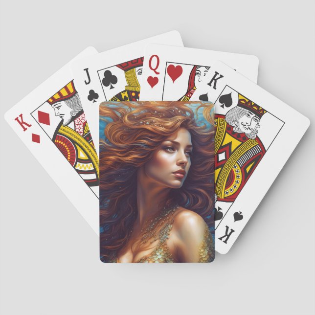 Etheral Sjöjungfru Art Skriv ut fantasy Underwater Casinokort (Baksidan)