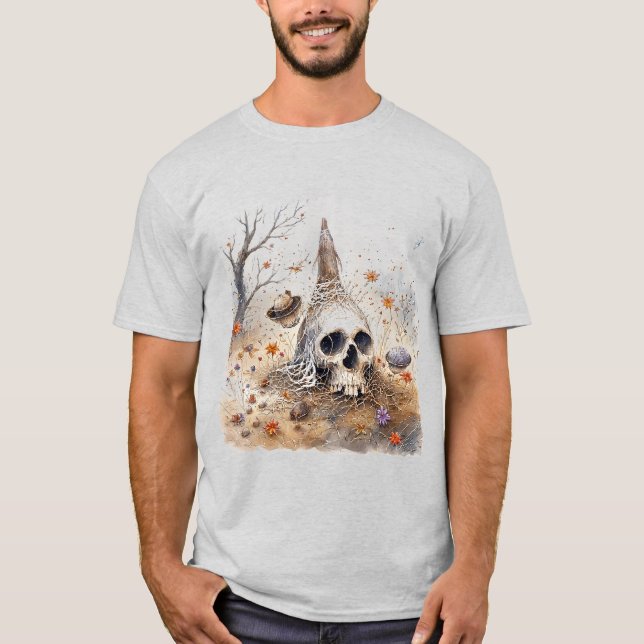 Etheral Skull Arrangemang mellan Blommar T Shirt (Framsida)