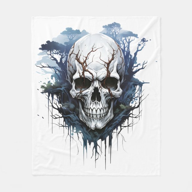 🌑 Etheral Skull Illusion Fleece Blanket 💀 (Framsidan)
