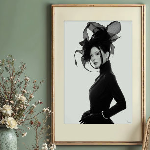 Etheral skulptur: Monokrom Avant-Garde Portrai Poster