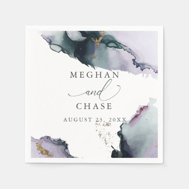 Etheral Smokey Amethyst and Dusty Blue Abstrakt Pappersservett (Framsidan)