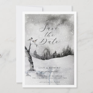 Etheral Snowy Forest Winter Wedding Spara Datumet