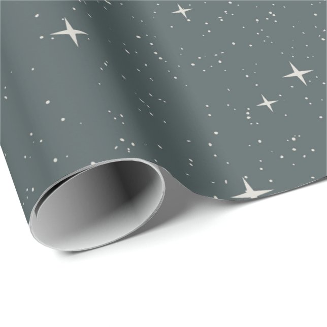 Etheral Starry Night Celestial Teal Himmel Presentpapper (Rullad Hörn)