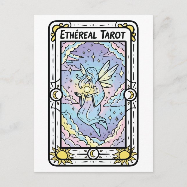 Etheral Tarot - Mjölk med Crystal Boll Vykort (Framsida)
