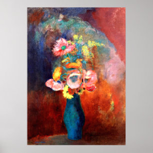 Etheral Vas of Flowers, målning av Odilon Redon Poster