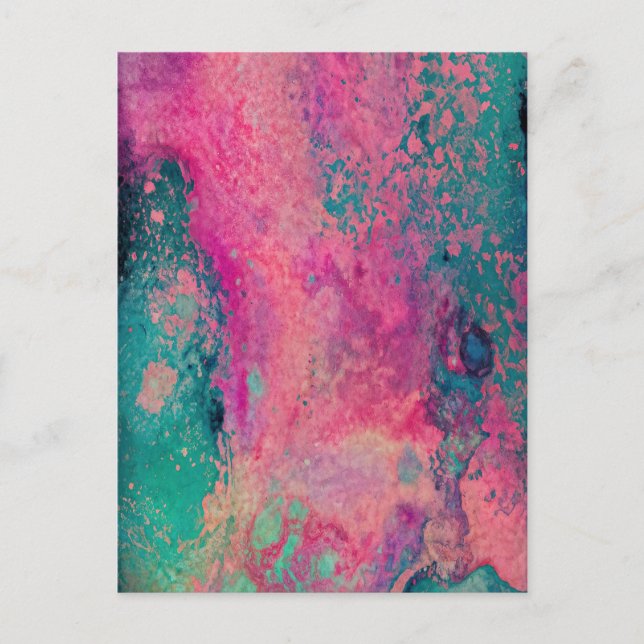 "Etheral Vellum" - Rosa Teal Blue-Abstrakt Vykort (Framsida)