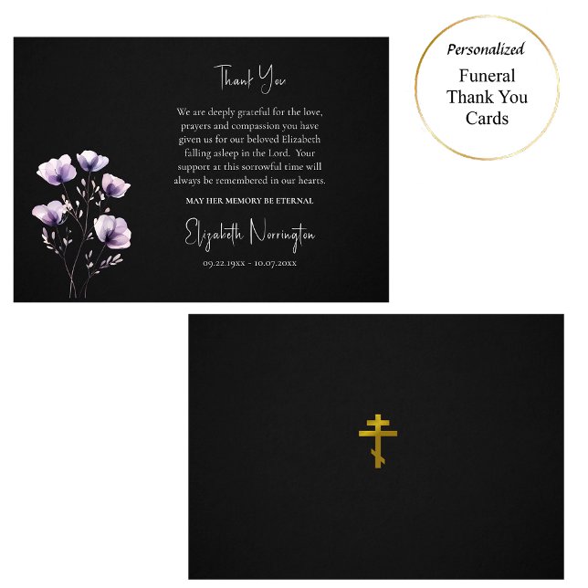 Etheral Violet Flowers Orthodox Christian Funeral Tack Kort (Skapare uppladdad)