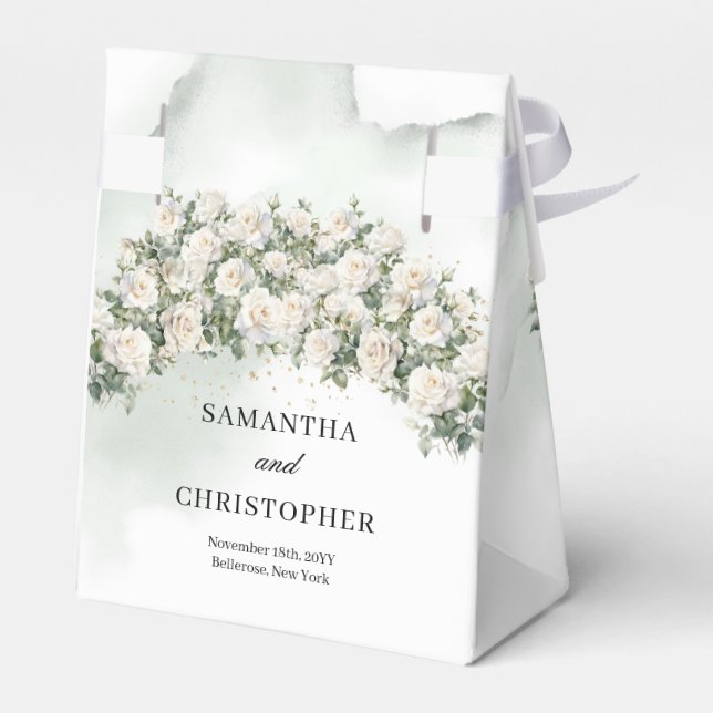 Etheral vit ros wandegreenery guld bröllop presentaskar (Baksidan Sidan)