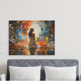 Etheral Watercolor Abstrakt Woman i Vatten Poster