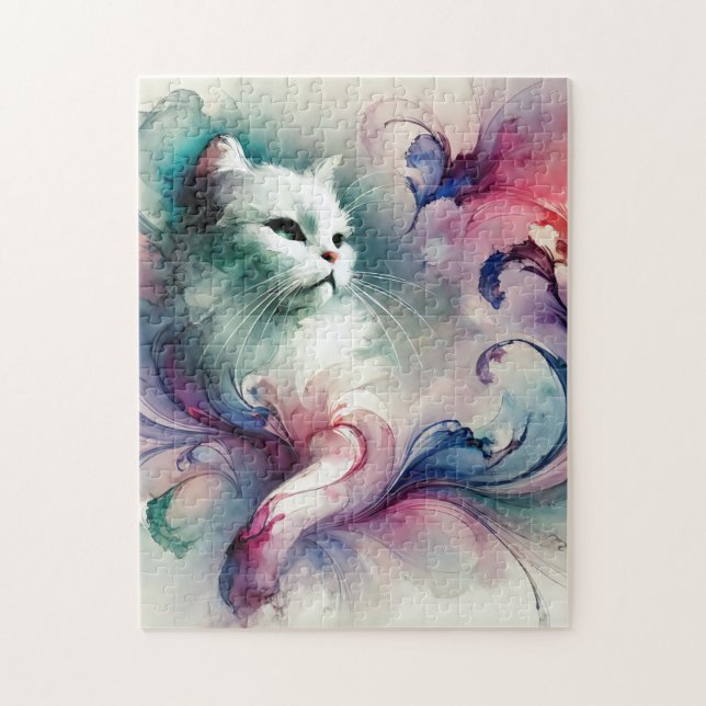 Etheral Watercolor Cat Pussel (Vertikal)