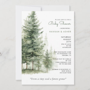 Etheral Watercolor Forest Woodland Baby Shower Inbjudningar