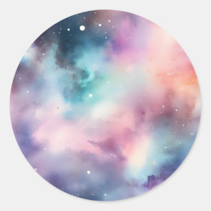 Etheral Watercolor Galaxy Dreamy Cosmic Runt Klistermärke