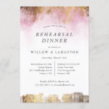 Etheral Watercolor Rosa Guld Rehearsal Dinner