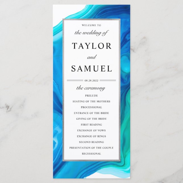 Etheral Wave Bröllop Ceremony Program Beach (Framsida)