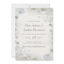 Etheral White Blommigt Sage Grönt Teal Ivory