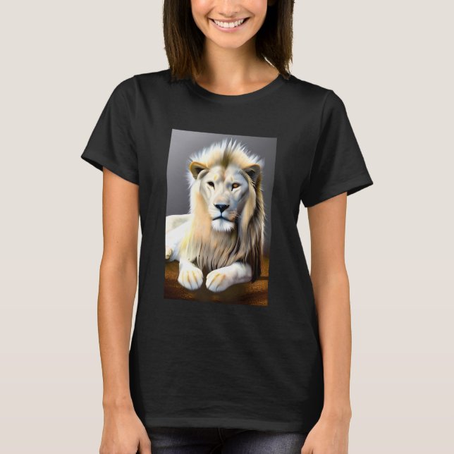 Etheral White Majestic Lejon T Shirt (Framsida)