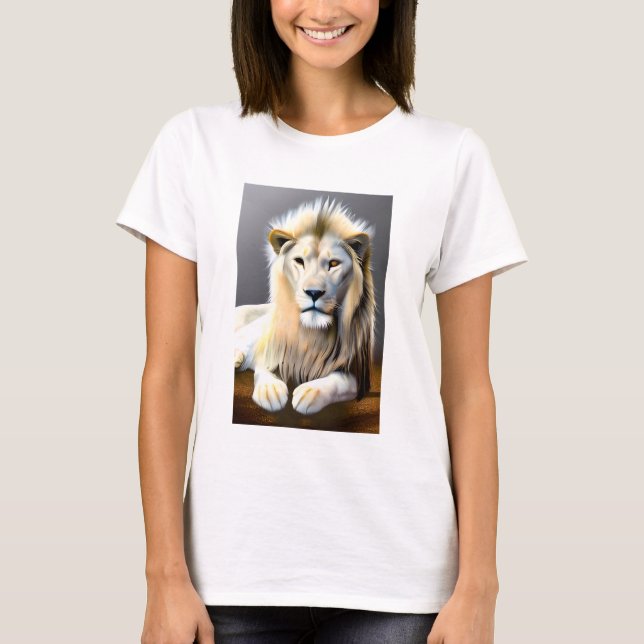 Etheral White Majestic Lejon T Shirt (Framsida)