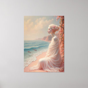 Etheral Woman på Dreamy Beach Canvastryck