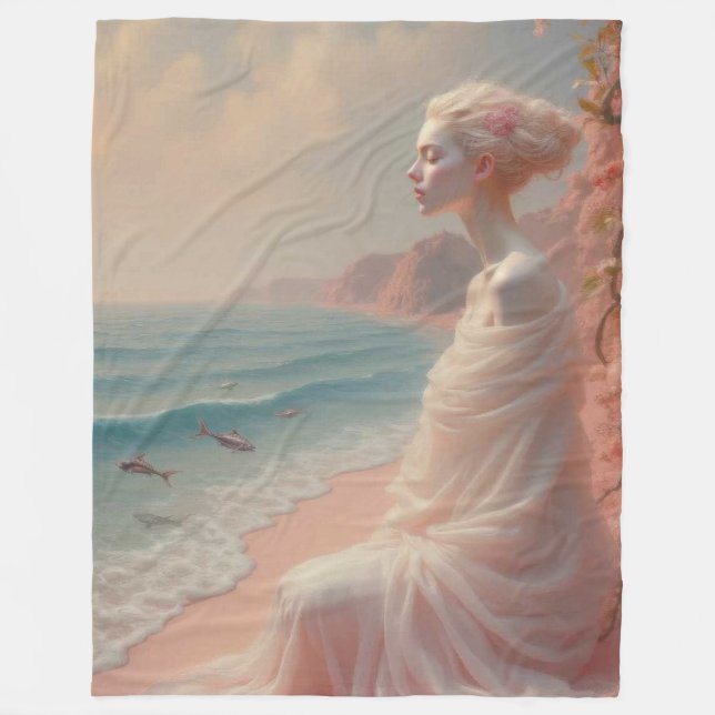 Etheral Woman på Dreamy Beach Fleecefilt (Framsidan)