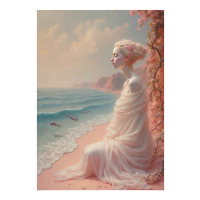 Etheral Woman på Dreamy Beach Fototryck (Framsidan)