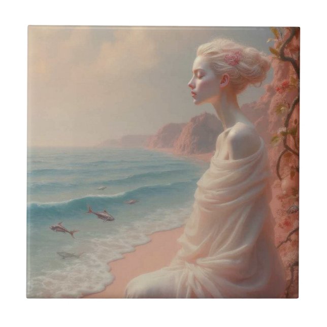 Etheral Woman på Dreamy Beach Kakelplatta (Framsidan)