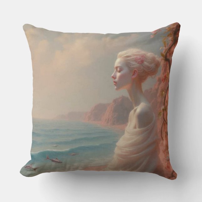 Etheral Woman på Dreamy Beach Kudde (Framsida)