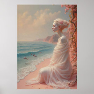 Etheral Woman på Dreamy Beach Poster