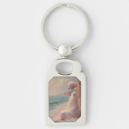Etheral Woman på Dreamy Beach Rektangulärt Silverfärgad Nyckelring