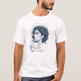 Etheral Woman Porträtt - Abstrakt Swirling Hair T Shirt