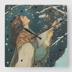 Etheral Woman Wall Clock Fyrkantig Klocka