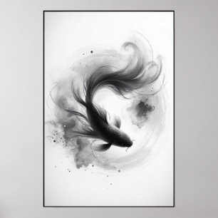 Etheralflöde av en graciös Koi-Abstrakt Poster