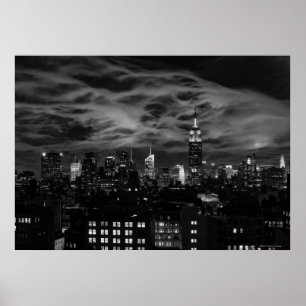 Etheralmoln: NYC Skyline, Empire state Bldg BW Poster