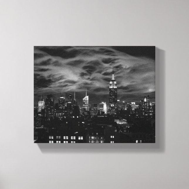 Etheralmoln: NYC Skyline, ESB Black and White Canvastryck (Framsida)