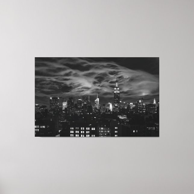 Etheralmoln: NYC Skyline, ESB Black and White Canvastryck (Framsida)