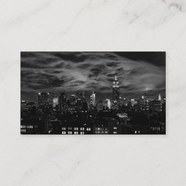 Etheralmoln: NYC Skyline, ESB Black and White Visitkort (Framsida)