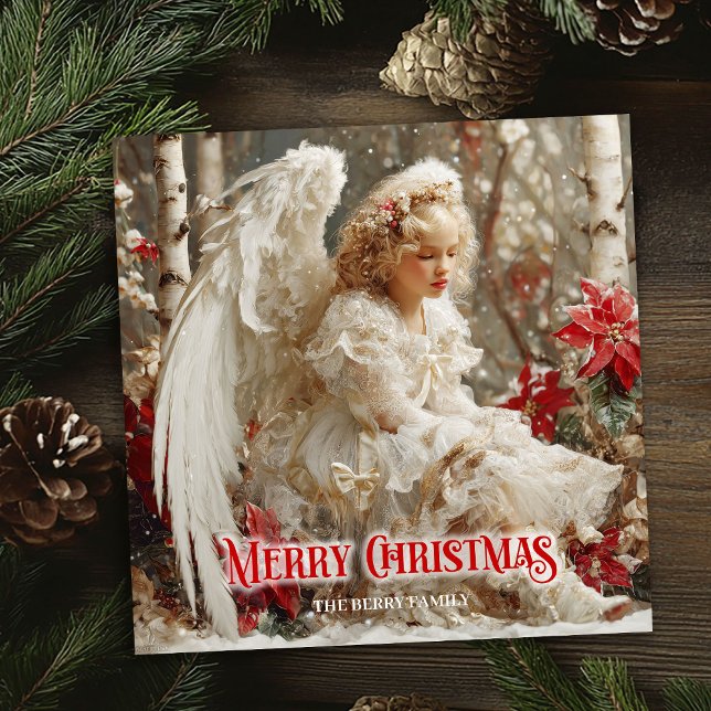 Ethereal angelic angel red gold festive shining  julkort (Ethereal angelic angel red gold festive shining card)