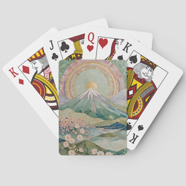 Ethereal Bloom: Pastel Mosaic Volcano in Spring Casinokort (Baksidan)