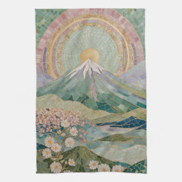 Ethereal Bloom: Pastel Mosaic Volcano in Spring Kökshandduk