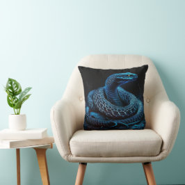 Ethereal Blue Serpent | Mystic Fantasy Snake Decor Kudde