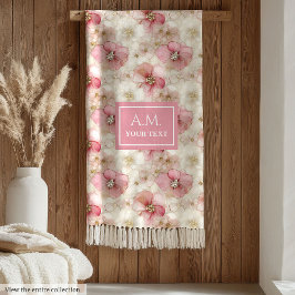Ethereal Blush & Gold Elegant Custom Name Blanket Fleecefilt
