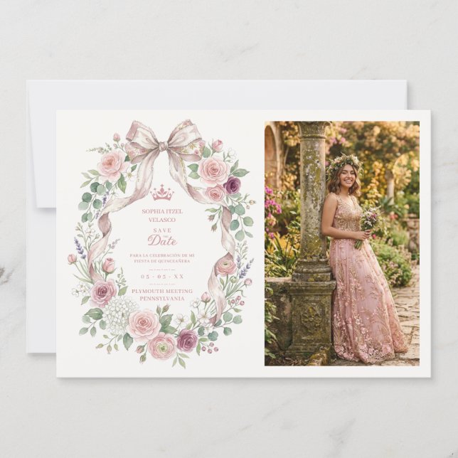 Ethereal Coquette Pink Floral Quince Photo TMF26 Spara Datumet (Framsida)