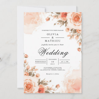 Ethereal Coral Bloom Arch Wedding Inbjudningar