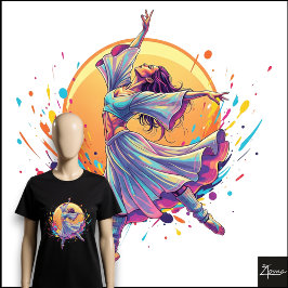 Ethereal Dancer Flowing Skirt Neon Art T Shirt