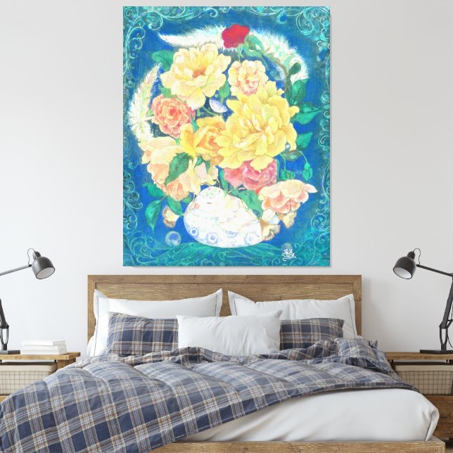 Ethereal Dove Bloom Canvastryck (Insitu (sovrum))